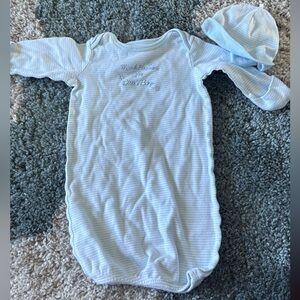 Thank Heaven For Little Boys 0-3 month gown and hat